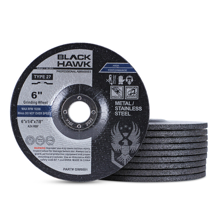 10 Pack – 6″ x 1/4″ x 7/8″ Metal Grinding Wheels T27 Discs for Angle Grinders