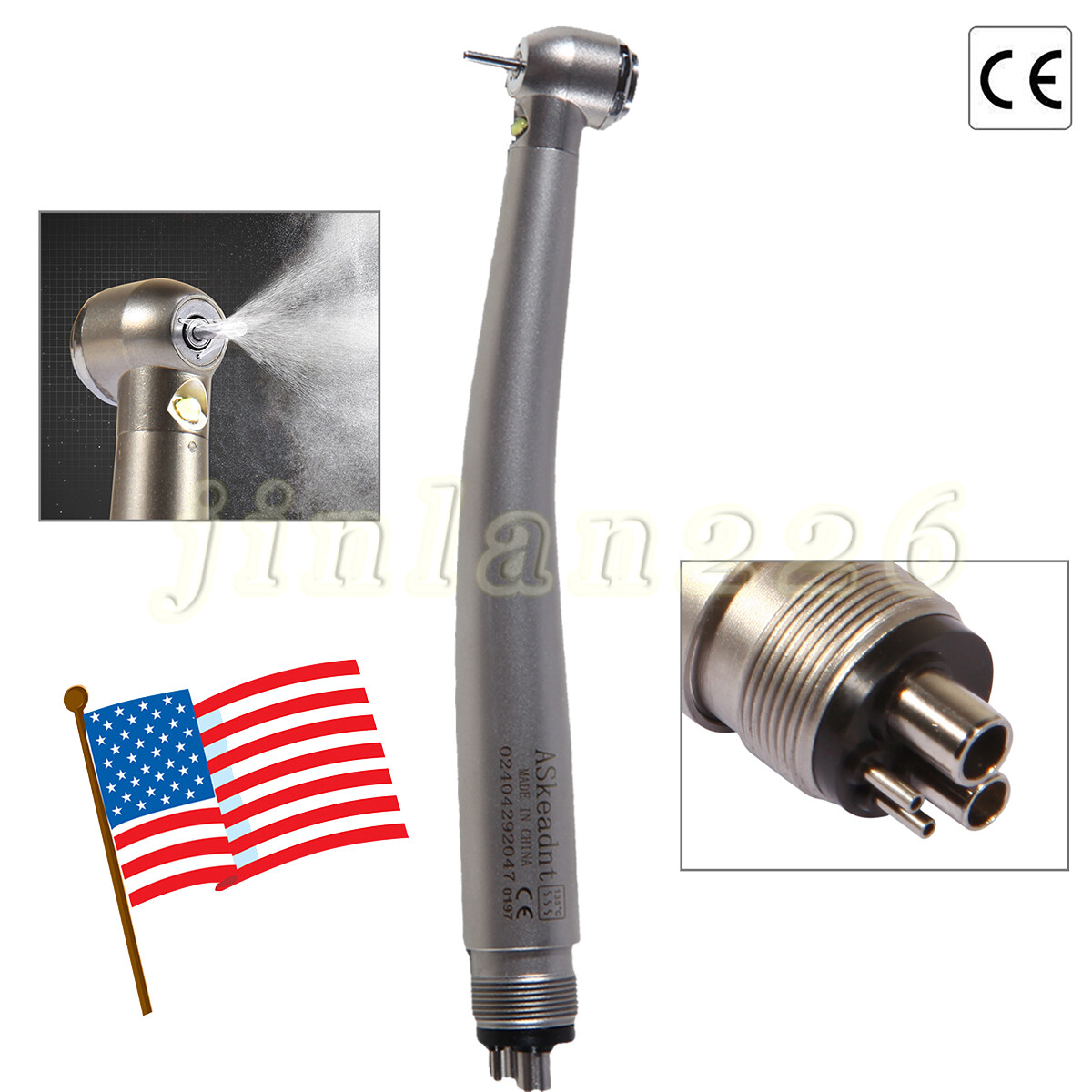 NSK STYLE Dental LED E-generator Fiber Optic High Speed Handpiece Turbine 4 Hole
