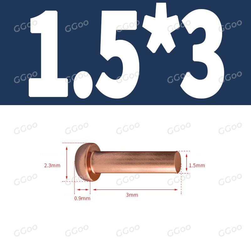 Solid Copper Dome Head / Round Head Rivets DIN 660 – 1/16″ 1/8″ 3/16″ 1/4″ 1/3″