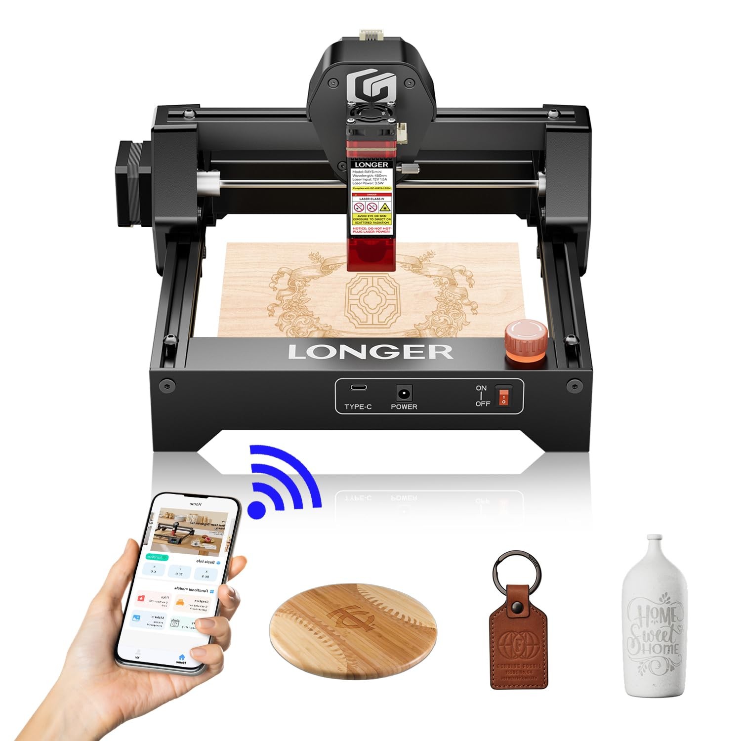 Ray5 Mini Laser Engraver, 12000Mm/Min High-Speed Cutter for Wood, Metal, Acrylic
