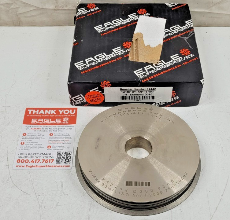 EAGLE SUPERABRASIVES DIAMOND WHEEL GRINDING 1A1SP 6″ x 7/8″ x 1-1/4″ 7/8″ D380