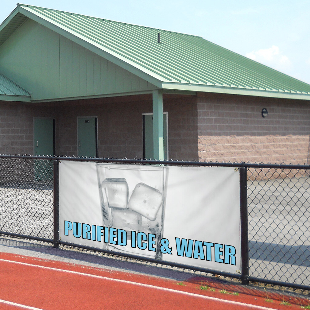 Vinyl Banner Multiple Sizes Purified Ice & Water Advertising Printing Outdoor