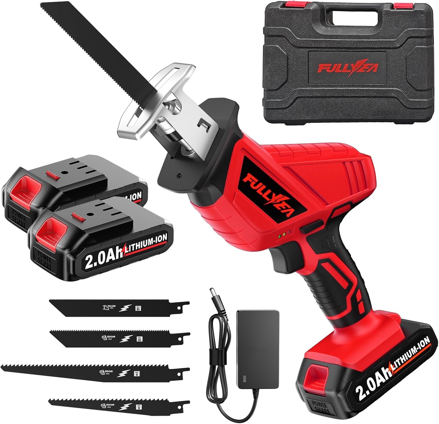 Cordless Reciprocating Saw, 0-3500SPM, 4 Blades, Tool-Free, Wood/Metal