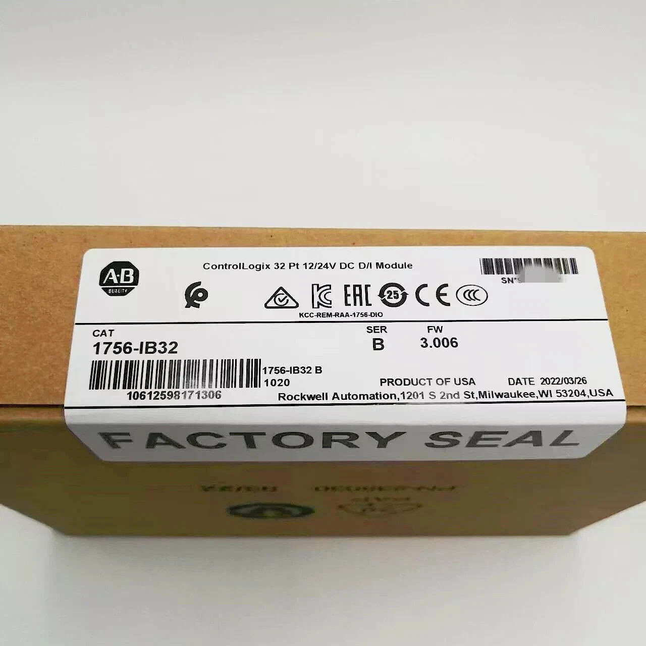 New In Box Allen-Bradley 1756-IB32 ControlLogix 32 Pt 12/24V Module