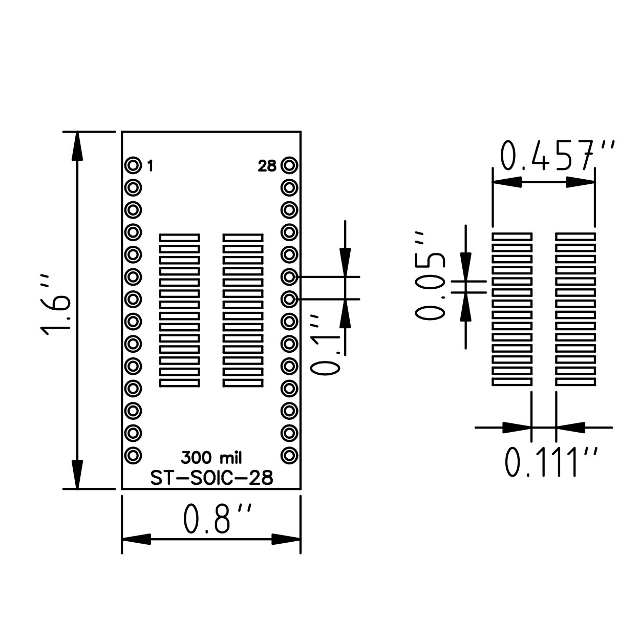 SOIC-28 / SOP28 SMD to DIP Adapter, PCB Breadboard Adapter ST-SOIC-28, 3 Pieces