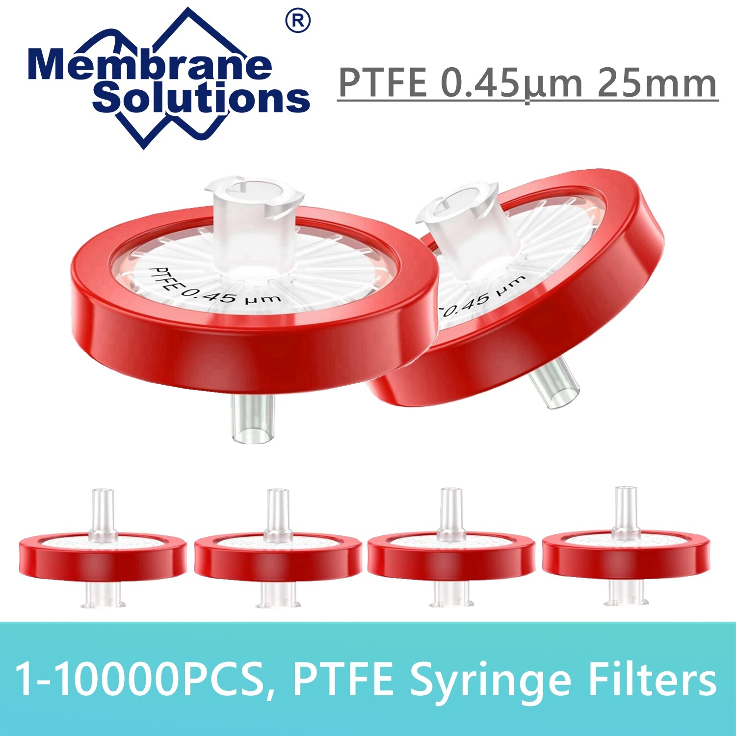 10000pcs Lab PTFE Syringe Filter 0.45μm 25mm PP Prefilter Hydrophobic No-Sterile