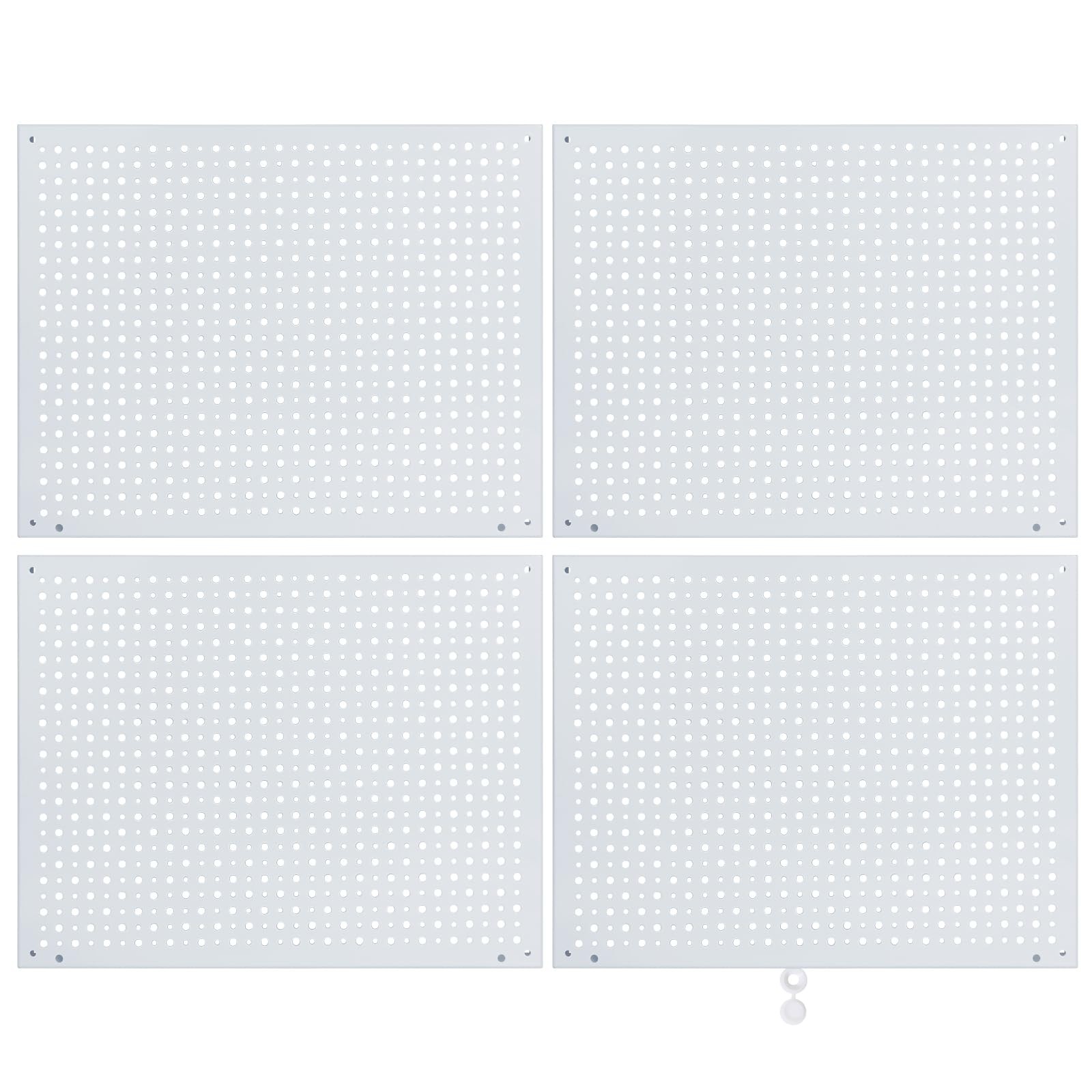 4 PCS 16×12 Inch White Steel Peg Board Panels Heavy Duty Tool Organization
