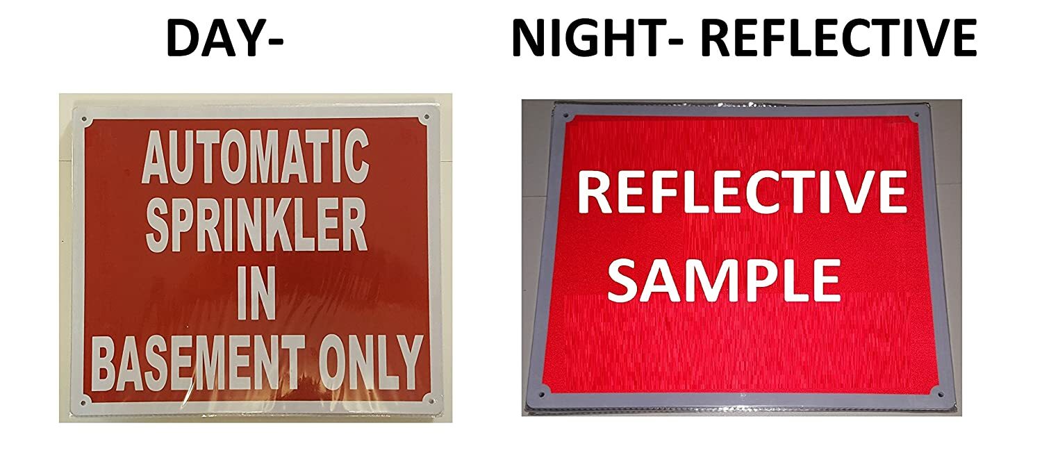 AUTOMATIC SPRINKLER IN BASEMENT ONLY SIGN (ALUMINIUM 10X12)