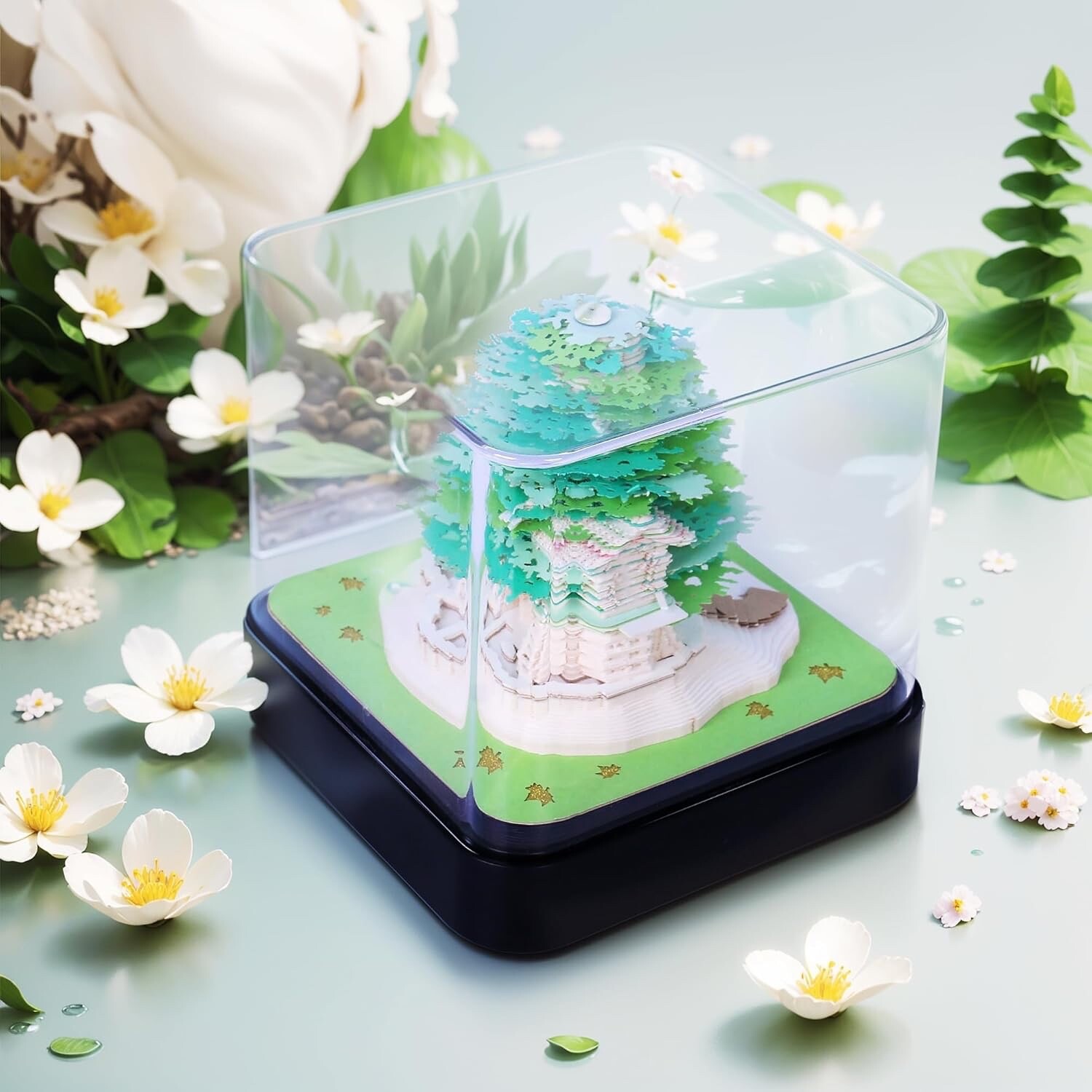 3D Art Calendar Memo Pad 2024, Creative Time Piece Calendar Sakura Tree Rip Away