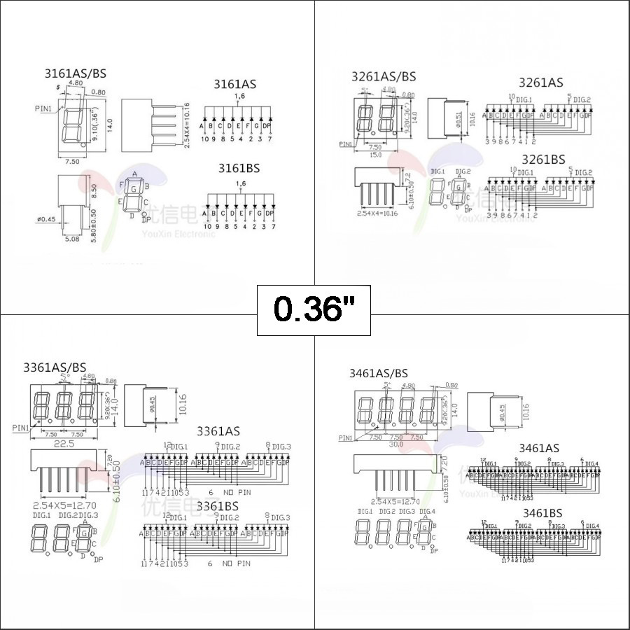 Red led Display 7 Segment Common Cathode/Anode 1-4 Digit0.28/0.36/0.4/0.56/0.8