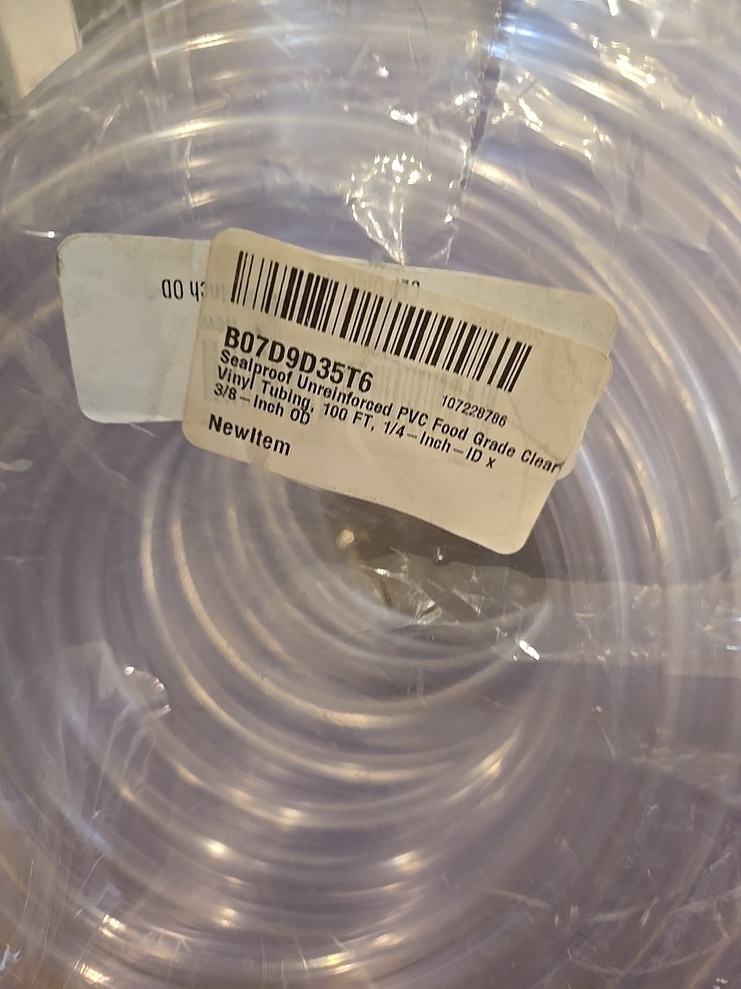 100′ L x 1/4″ ID x 3/8″ OD Clear PVC Tubing Hose Flexible Food Grade 55 psi max