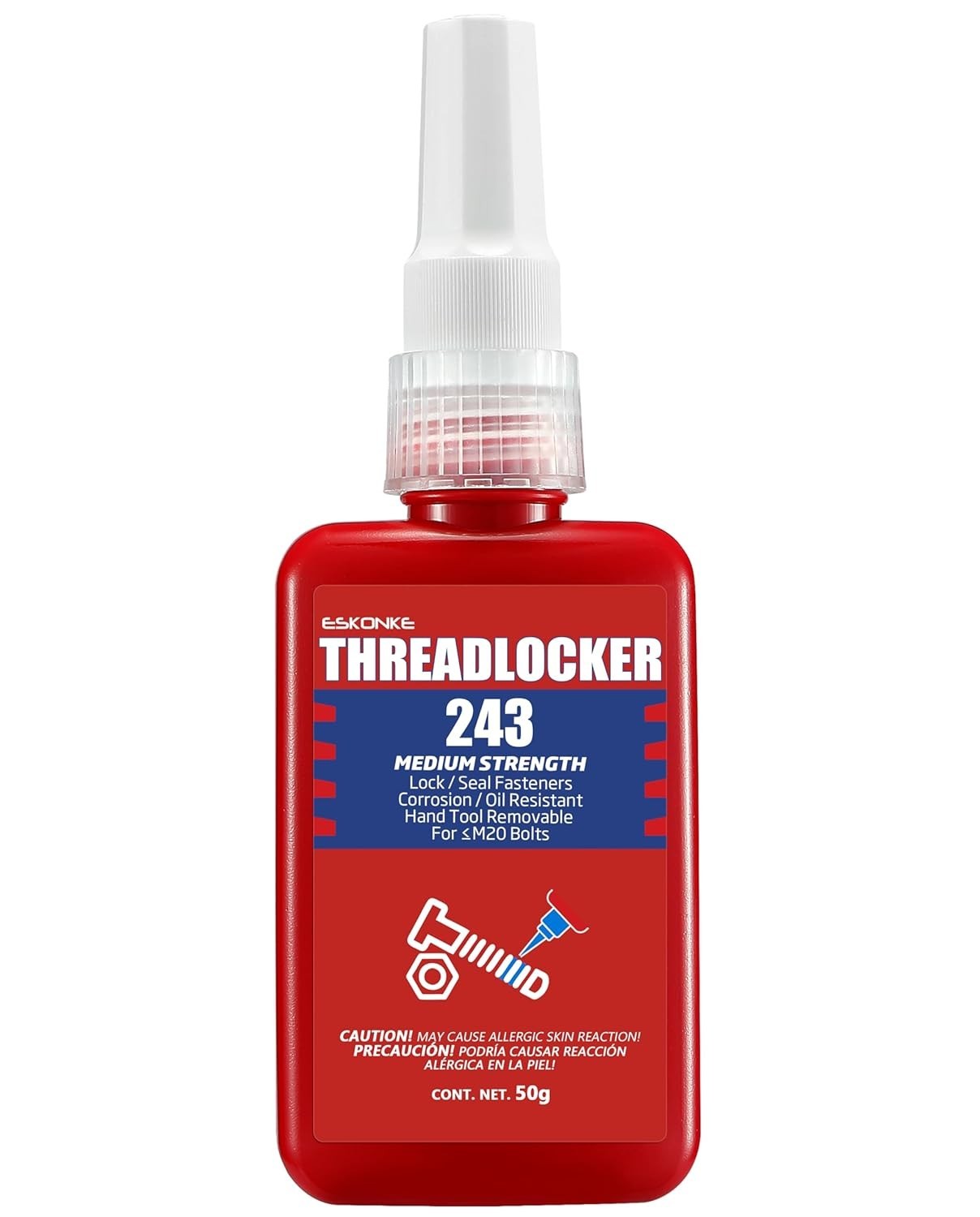 Loctite 243 Blue Medium Strength Threadlocker, 50 mL, 1.69 oz, 3/4″ Thread