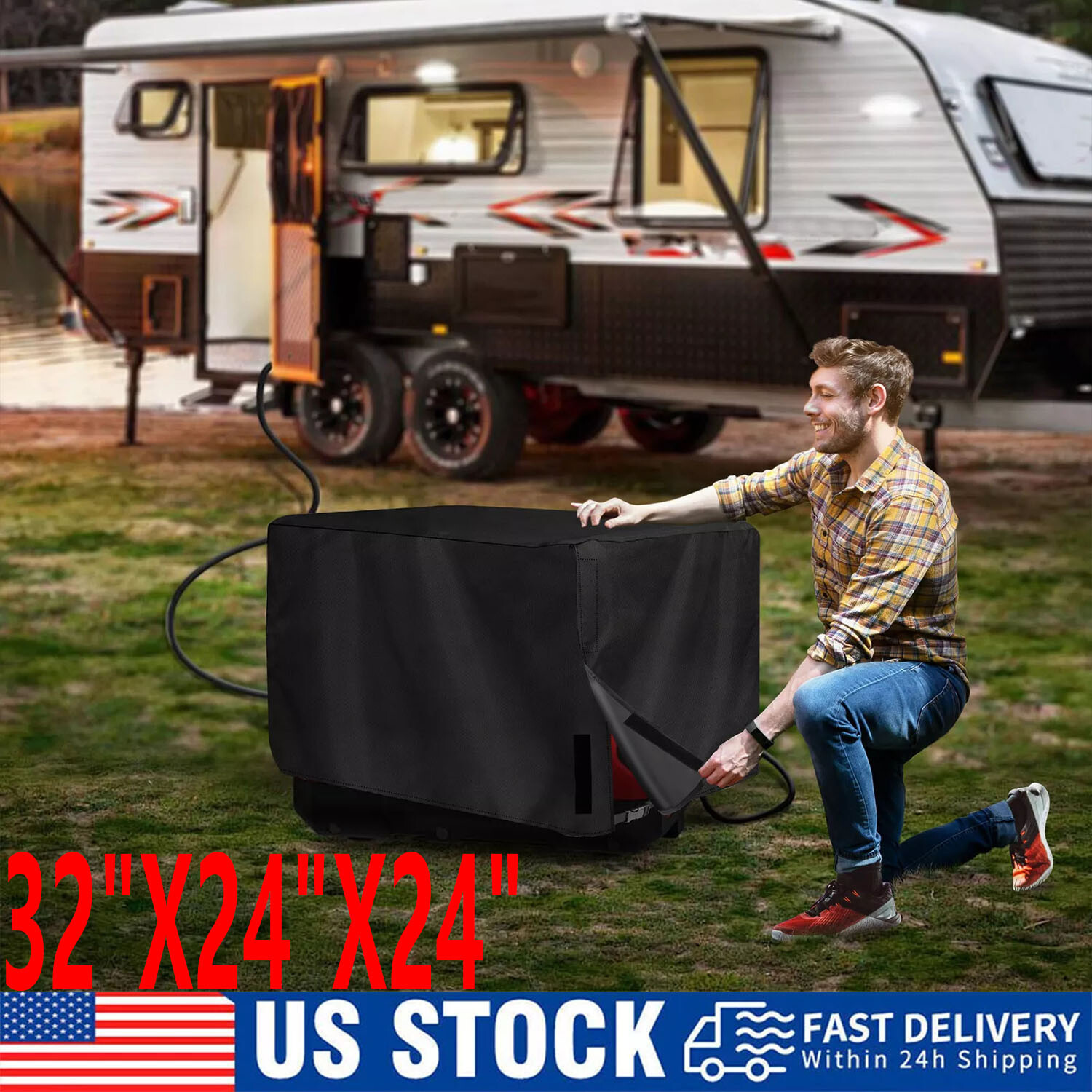 Universal Generator Cover 600D Waterproof For 3000-5000watt (32″ X 24″ X 24″)
