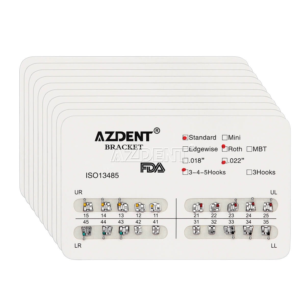 20 Packs AZDENT Dental Orthodontic Brackets Braces Standard Roth.022″ Hooks 345