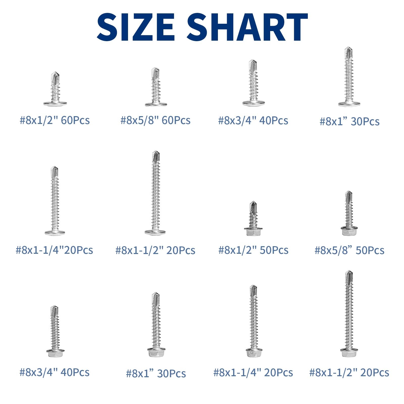 Phillips/Hex Head Washer Head Self Drilling Sheet Metal Tek Screws 410 Stainless