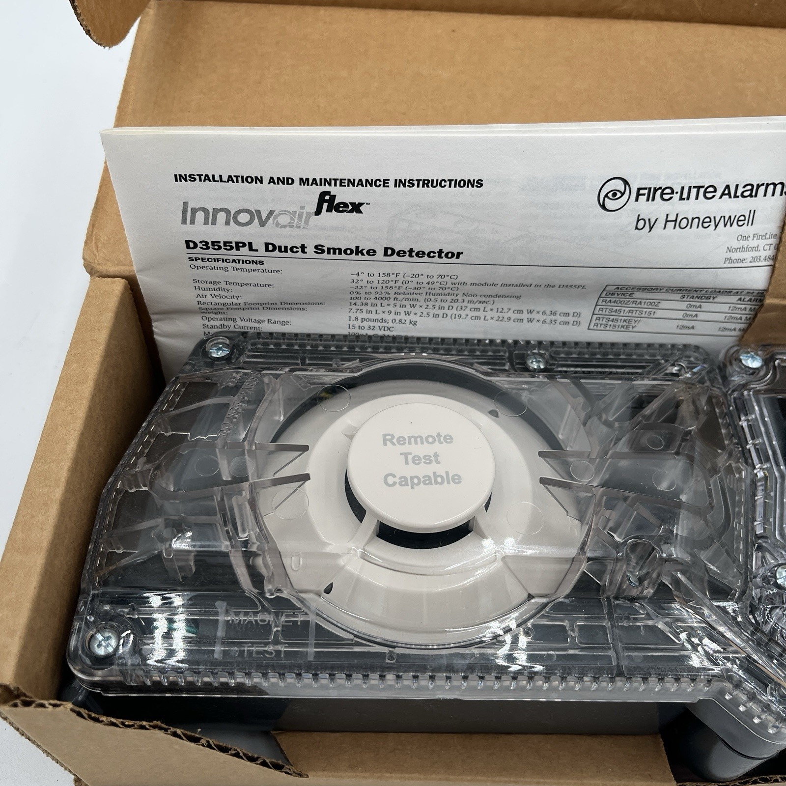 NEW!! Honeywell Fire-Lite Intelligent Non-Relay Duct Smoke Detector – D355PL