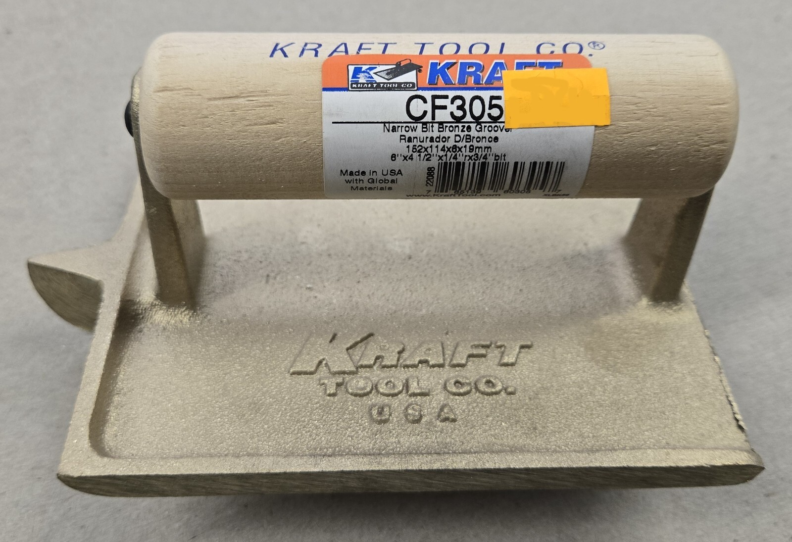 Kraft CF305 6″ x 4-1/2″ 1/4″R, 3/4″D Narrow Bit Bronze Groover with Wood Handle