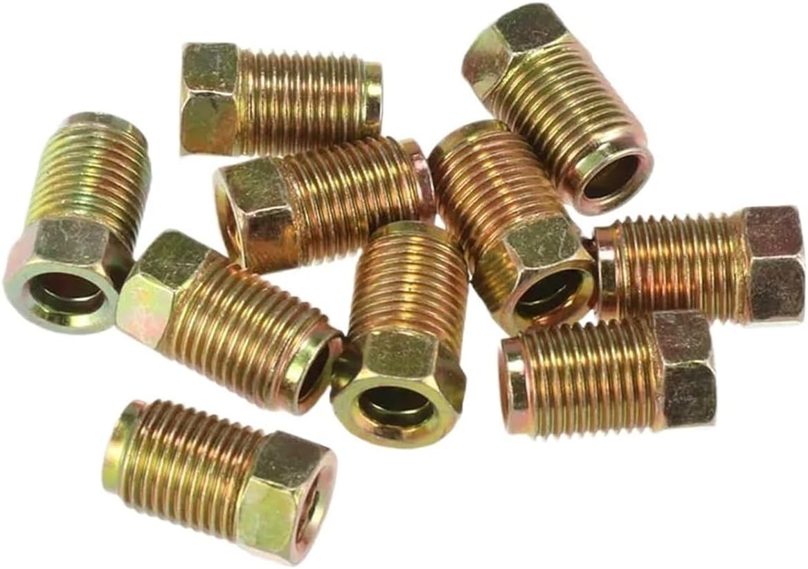 10 Pcs M10 x 1.0 Metric Thread Brake Line Fittings for 3/16″ Tube, 10 x 1.0 mm M
