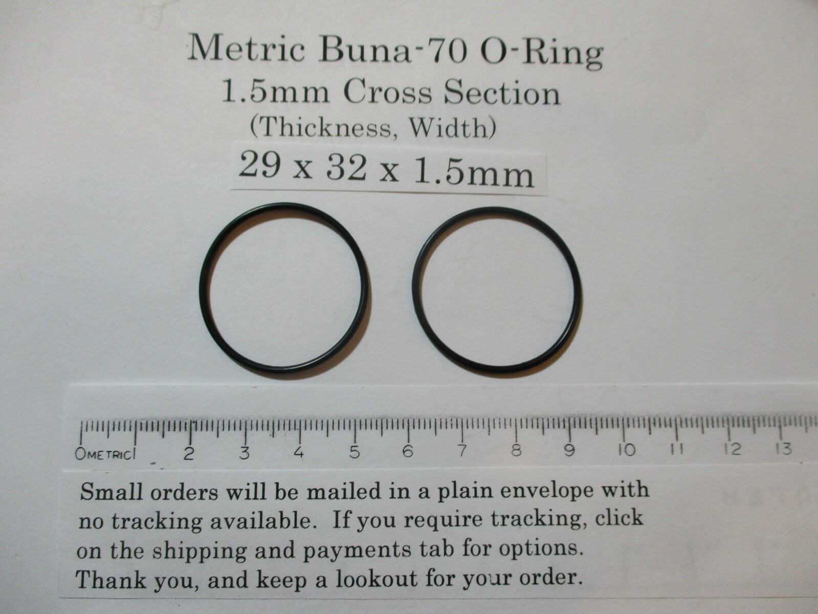 29mm ID x 32mm OD x 1.5mm thick O-ring. Buna-70. Quan 2.