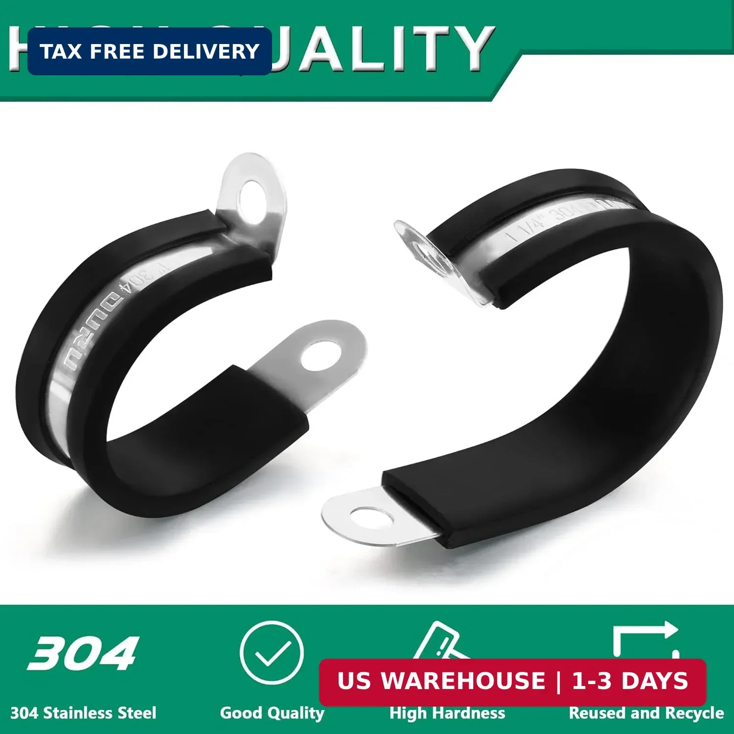 OURU 1/2-Inch Stainless Steel Rubber Coated Pipe & Wire Clamps (30pcs, Black, 13