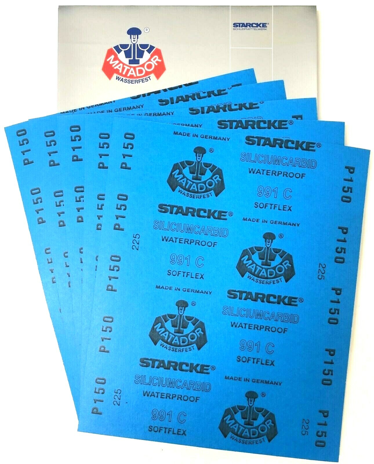 Matador Abrasive Wet or Dry Sandpaper 25 Sheets 150 Grit 9″x11″ Silcon Carbide