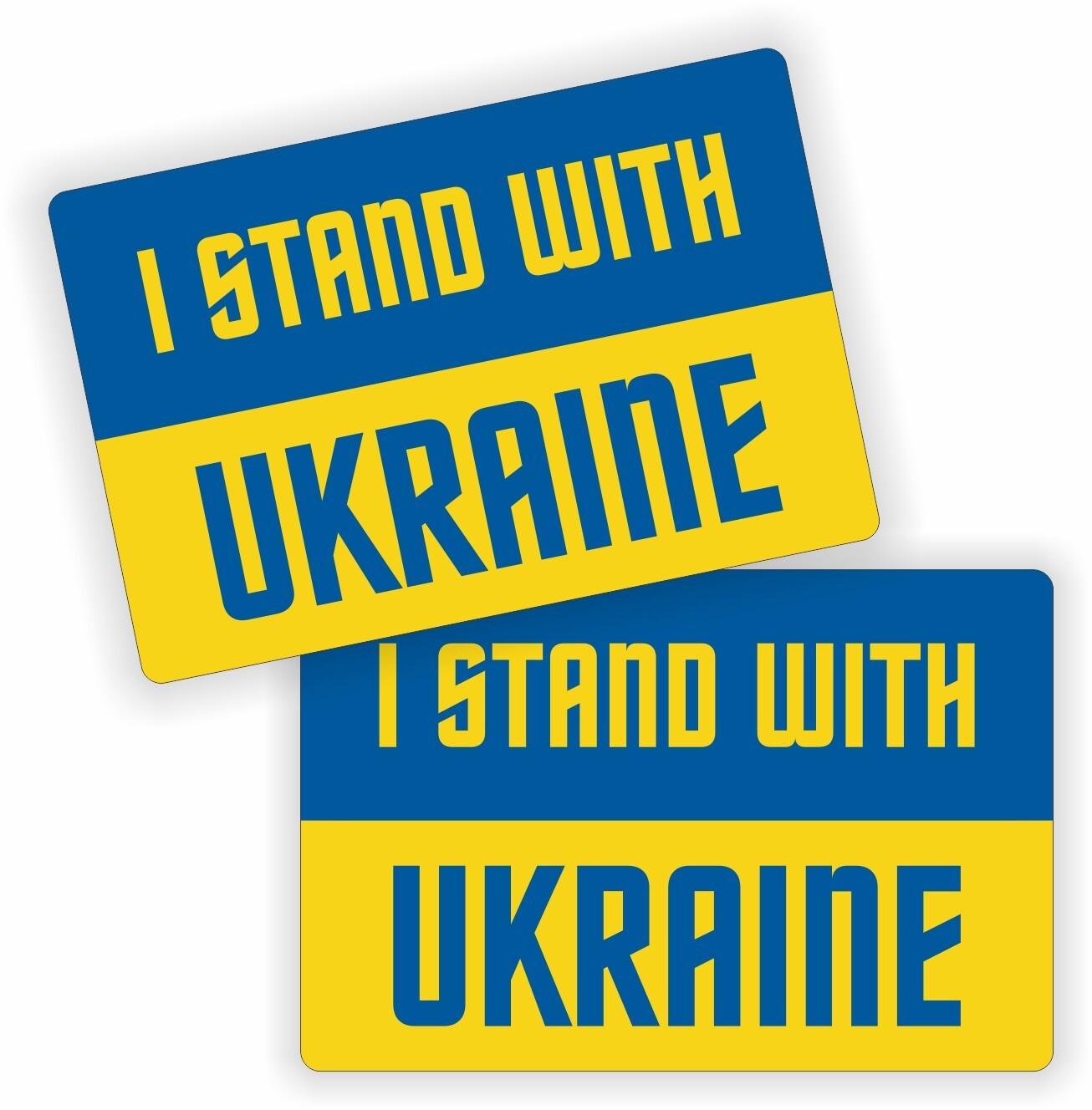 pair 2″ x 3″ I Stand w Ukraine Flag Vinyl Stickers Decals Flags Hard Hat Helmet