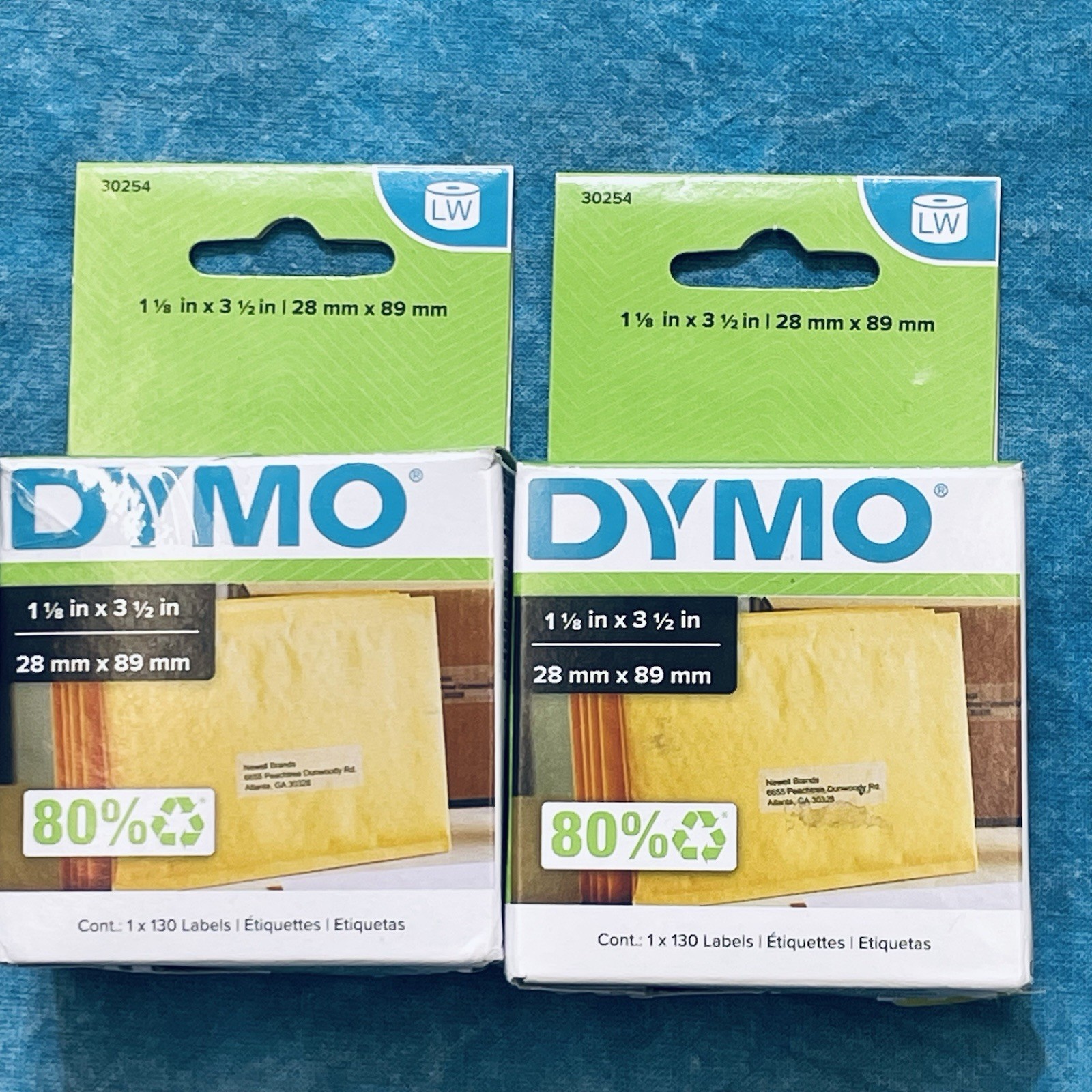 Lot Of (2) Dymo 30254 Clear Address Label 1-1/8 X 3-1/2 (dym30254)