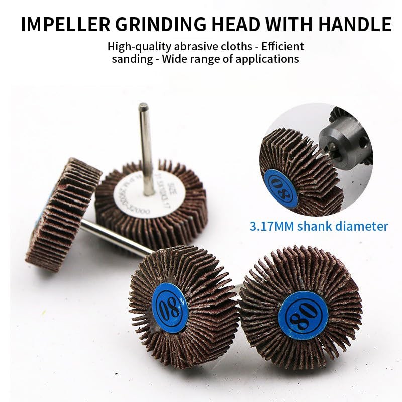 20 Pcs Dremel Flap Wheel Sandpaper – 80 Grit, 32 mm (Outer), 2.5 (Inner)