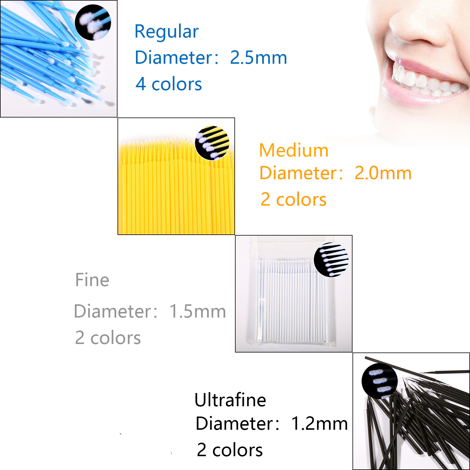 100pcs/pack Dental microbrush micro applicator tip regular/fine/ultrafine DL