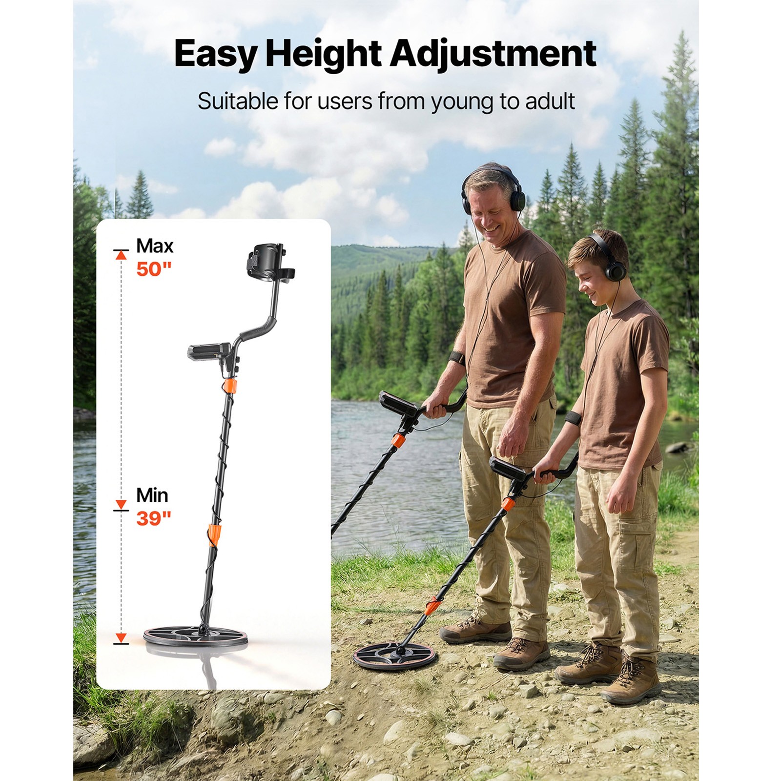 Uimoso Professional Metal Detector with 12″ Waterproof Search Coil for Adults