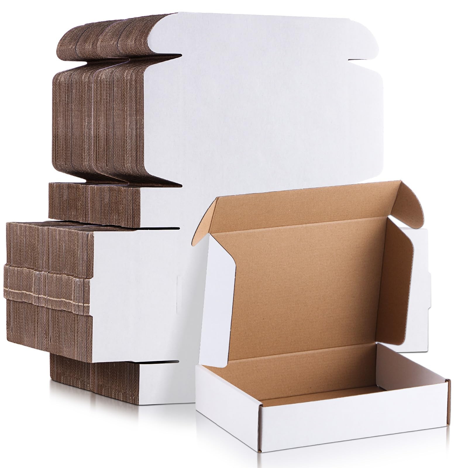 200 Pcs 6.1 x 4.02 x 1.26 Inches Shipping Boxes Corrugated Cardboard White Ma…