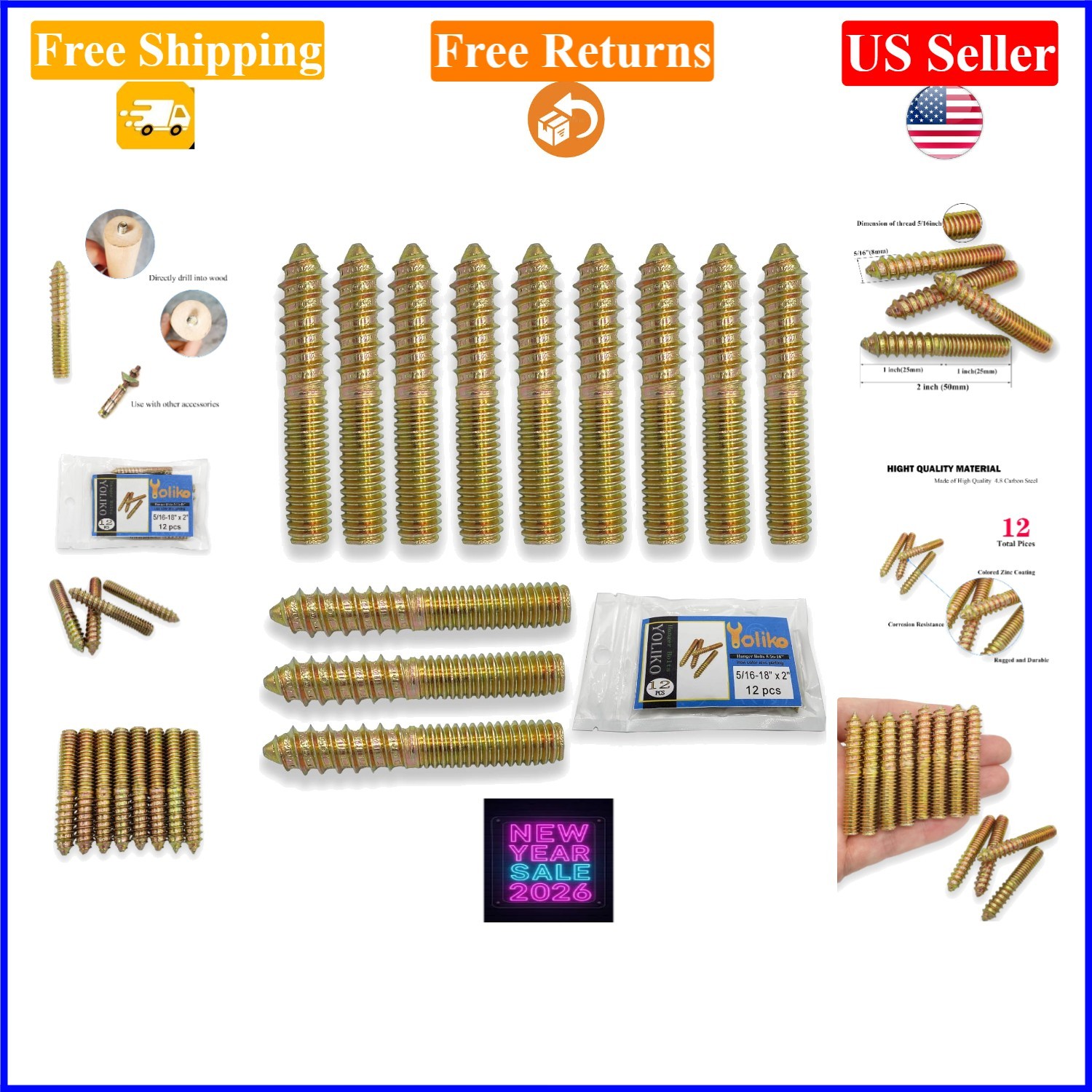 12 Pack 5/16-18×2