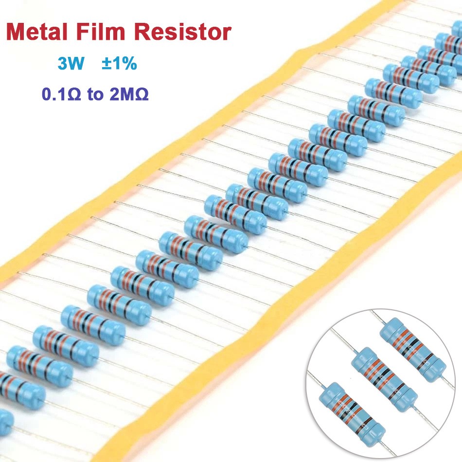 10PCS 3W Metal Film Resistor Tolerance ±1% Full Range of Values (0.1Ω to 2MΩ)