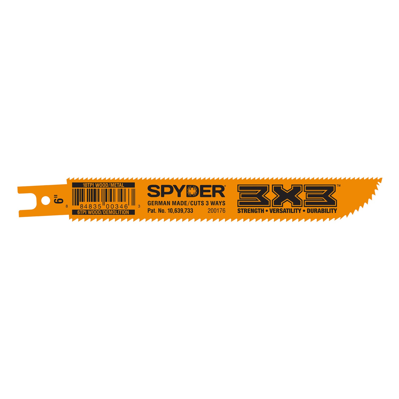 6 in 6-10TPI Reciprocating Saw Blade Wood Metal Double-Sided Spyder 200176
