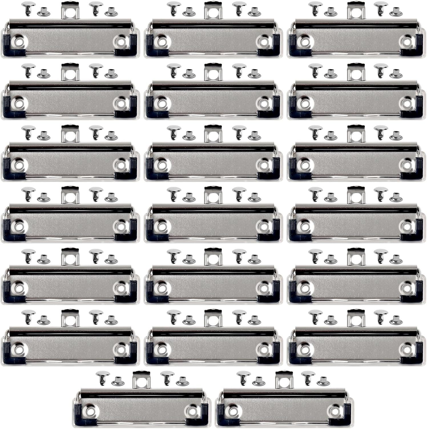 20 Pack Clipboard Clips with Rivets Metal Clamp Rubber Grip Hanging Hole 3.94×1.
