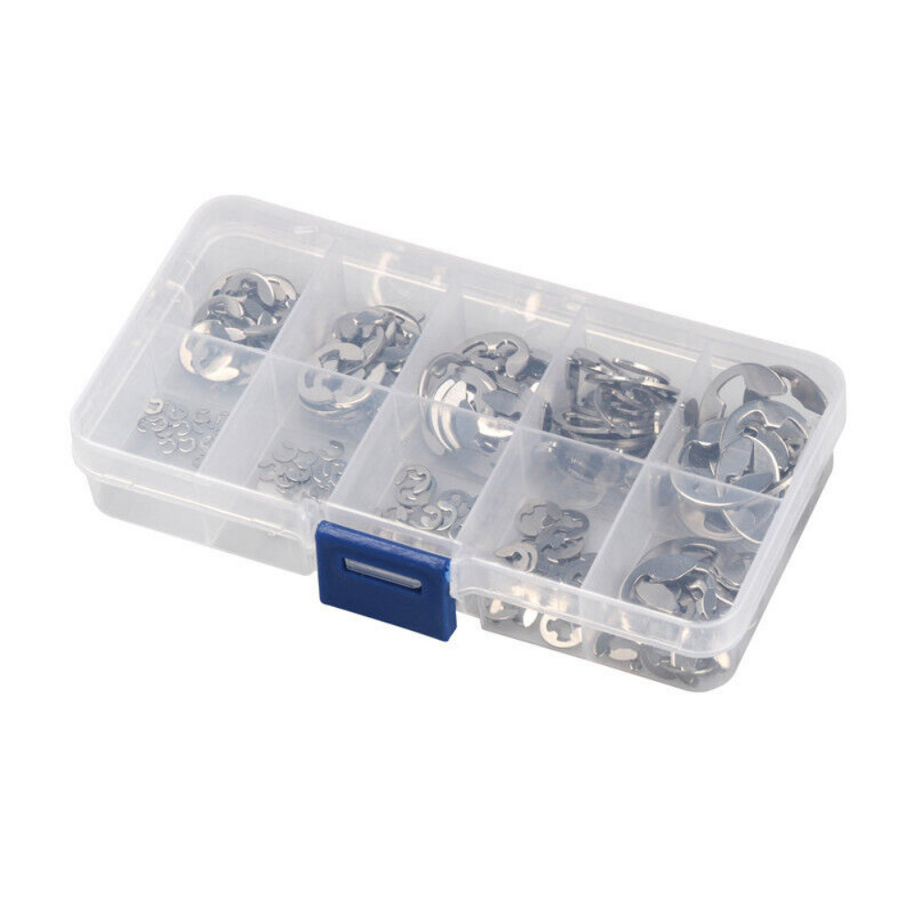 600PCS 304 Stainless Steel E-Clip Circlip External Retaining Ring Assortment Set