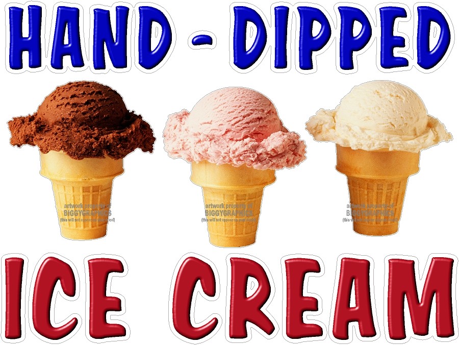 HAND DIPPED ICE CREAM CONES FUN DECAL (CHOOSE A SIZE) STANDS BOARDWALK SHOPS