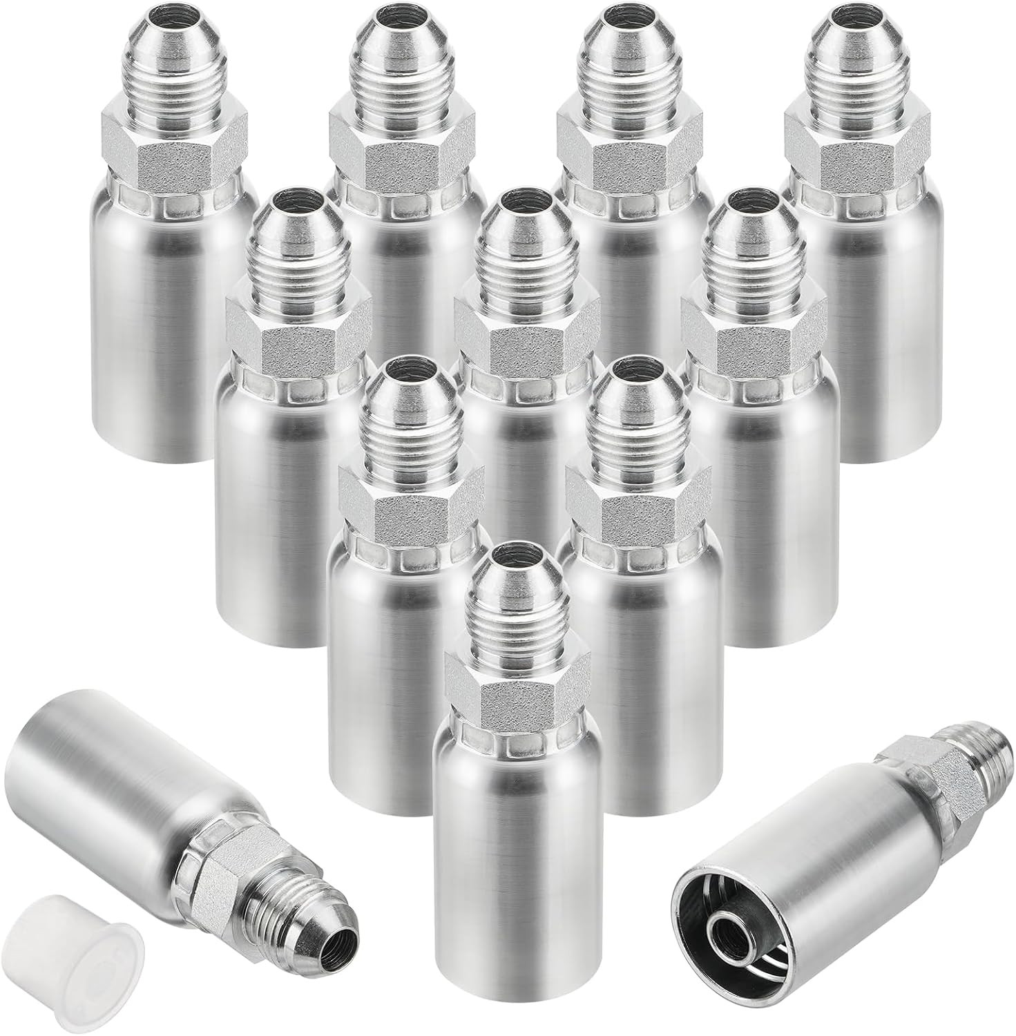 12 Pack Hydraulic Hose Fittings, 3/8″ I.D. Hose X 3/8″ JIC 37° Male with Protect