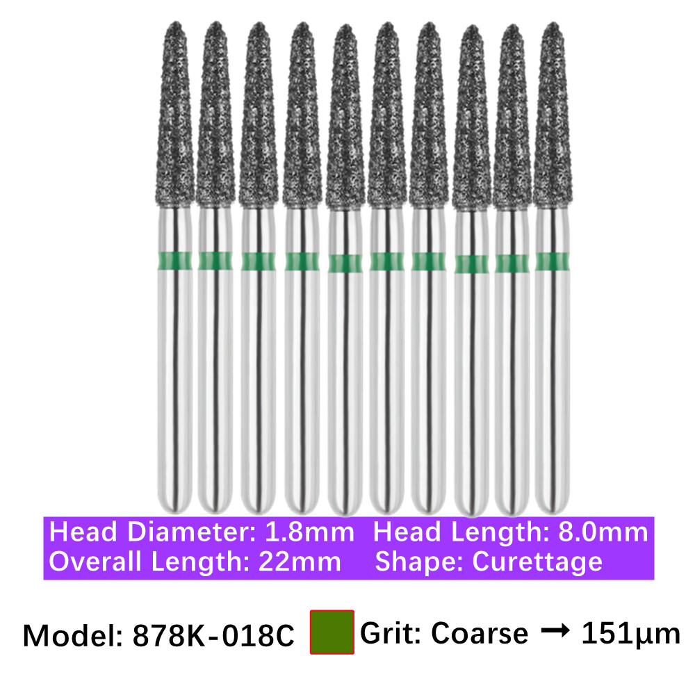 10/pk Vakker Dental FG Diamond Burs Bevel Cylinder & Gingival Curettage Burs