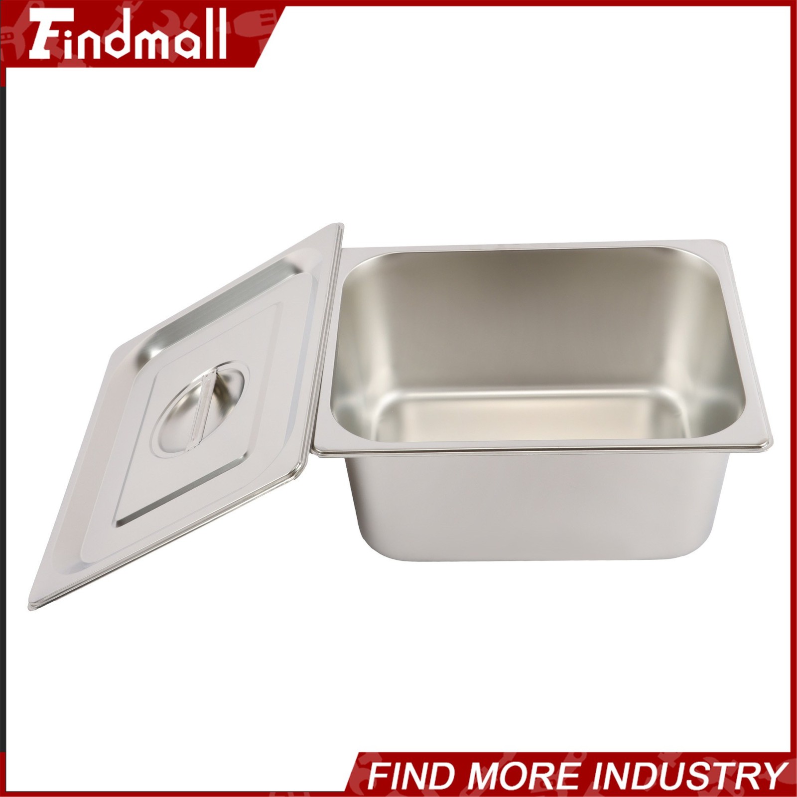 Findmall 2 Pack Hotel Pans 1/2 Size 6″ Deep Stainless Steel Steam Table with Lid