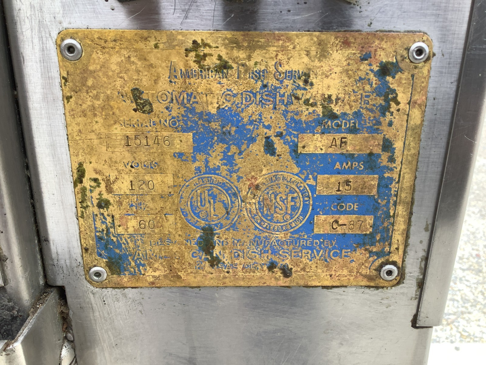 Dishwasher ADS AF Low Temp 120V 1PH Tested