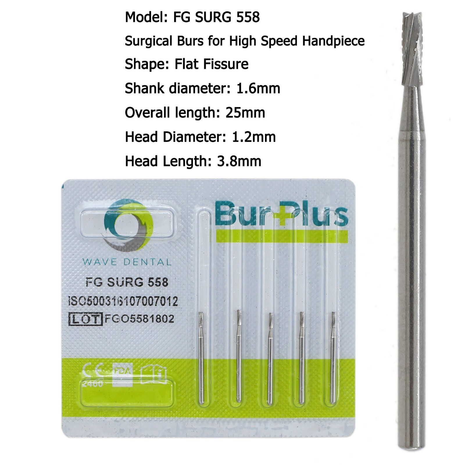 Wave Dental Surgical Carbide Burs 557 557L 702 701 Long FG SURG High Speed 25mm