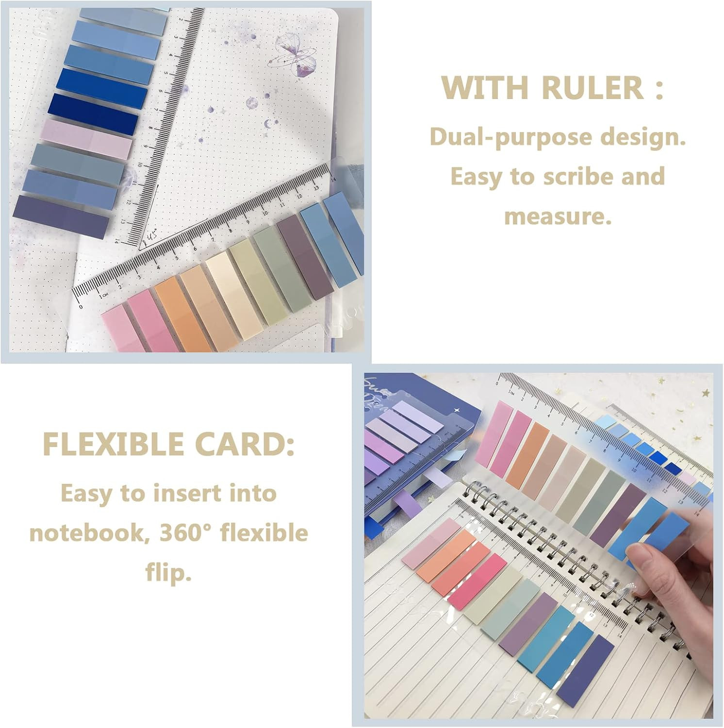 800 Pcs Writable Sticky Index Tabs with Ruler for Page Marking and Organization
