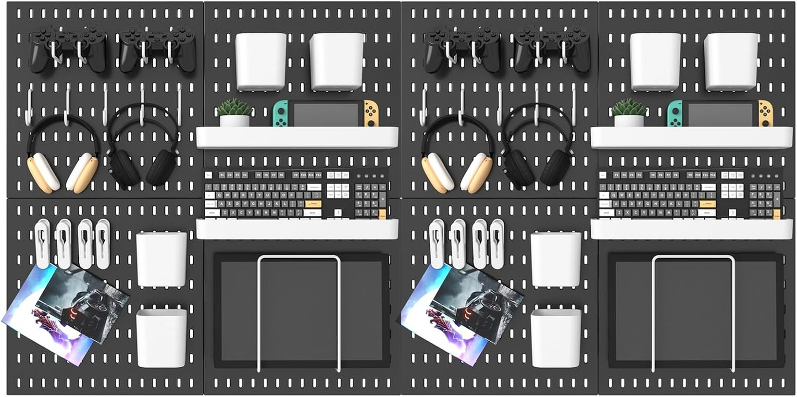 Pegboard Combination Kit, 25.2″ X 25.2″ Wall Mounted Storage Set with 4 Pegboard