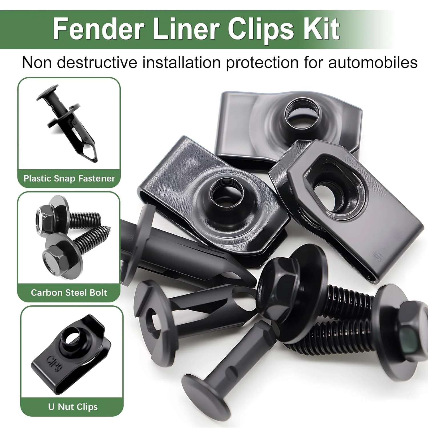 52Pcs Engine Under Cover Splash Shield Guard Body Bolts & Extruded U-Nut Clips K
