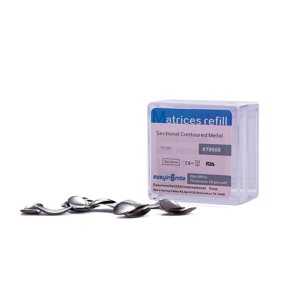 50Pcs Dental Matrix Sectional Contoured Metal Matrices Bands S/M/L Sizes 50μm US