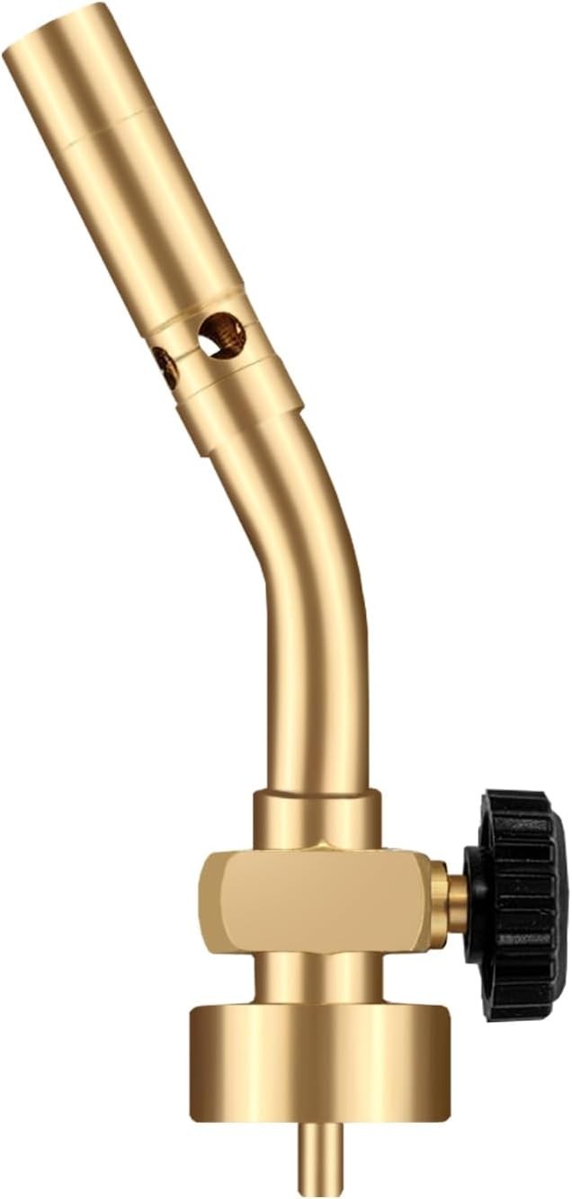DOMINOX Propane Torch Head, Manual Start Solid Brass Brazing Fuel Gold