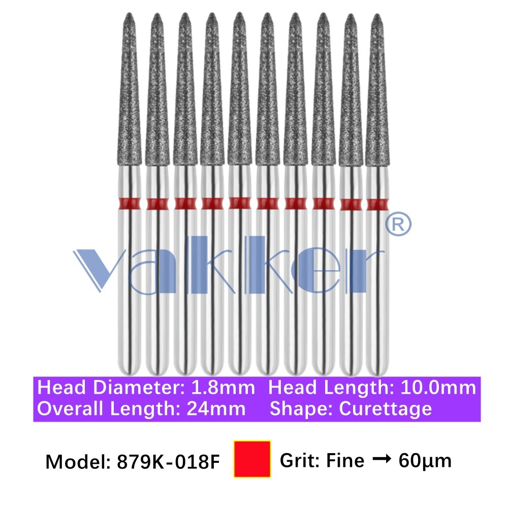 Vakker 10pc Dental 879K-018F Diamond Burs FG Fine Gingival Curettage