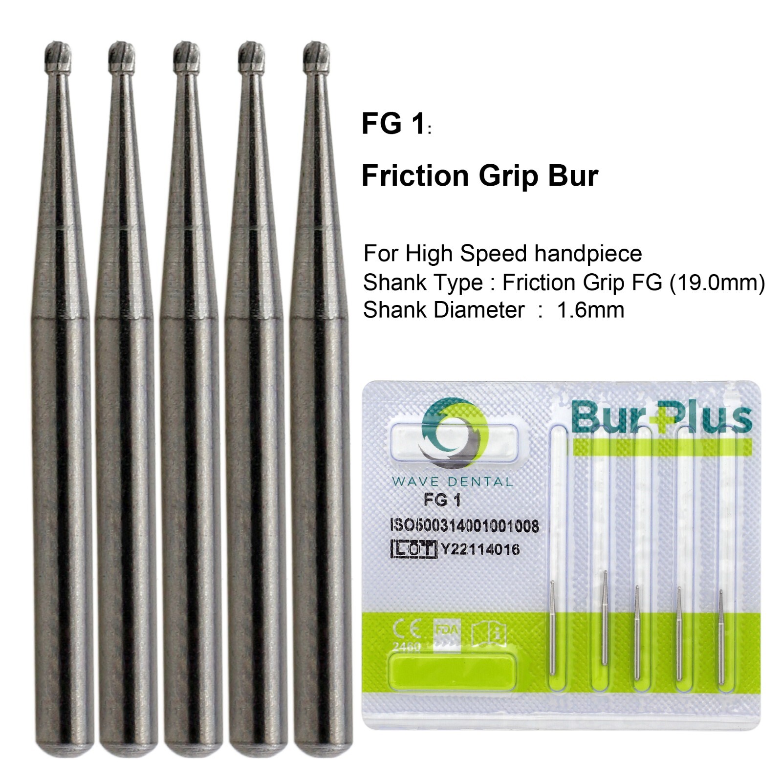 Wave Dental Surgical Bur Round 1/4 1/2 2 4 6 8 1 Carbide Bur FG High Speed 25mm