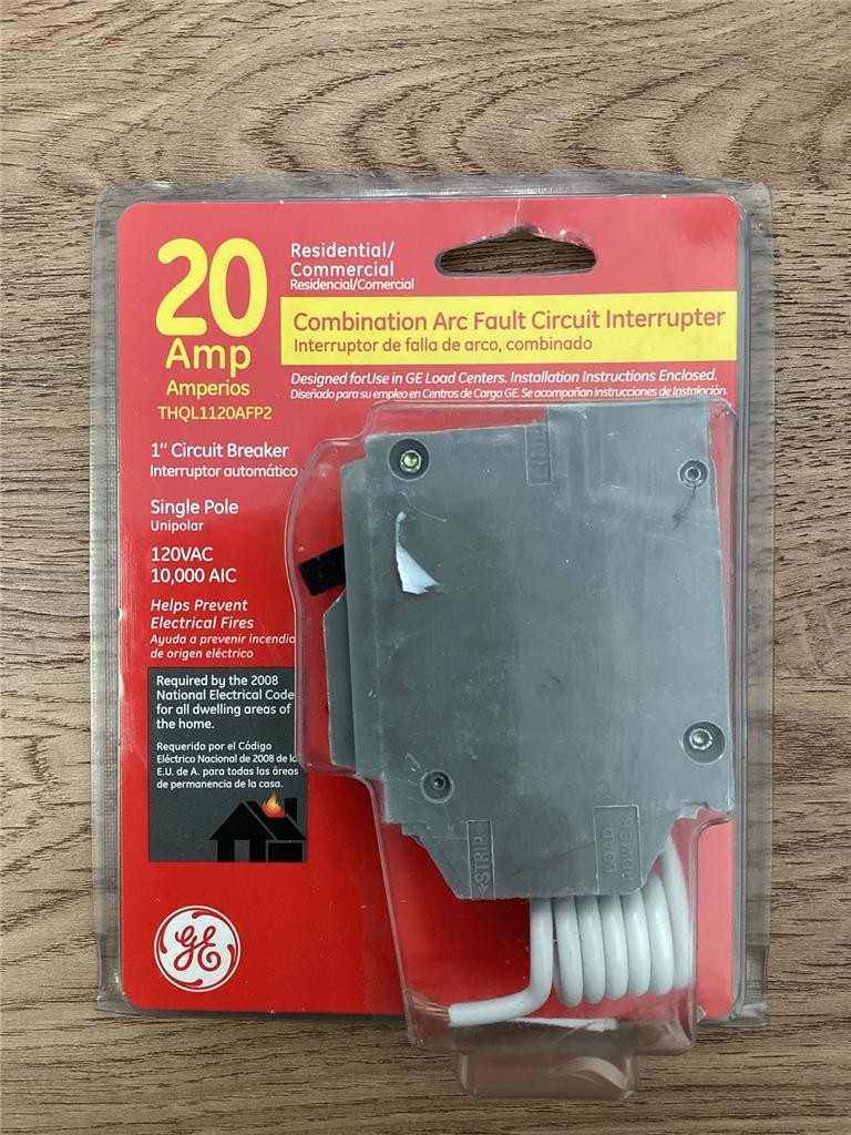 + GE 20 AMP Combination Arc Fault Circuit Interrupter 120VAC THQL1120AFP2